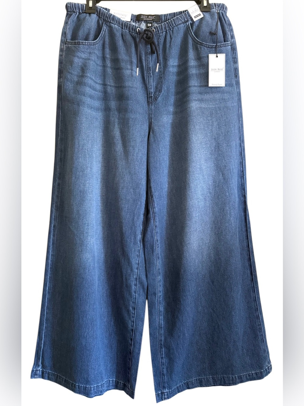Judy Blue Hemp Blend High Waist Featherweight Palazzo Wide Leg Jeans Sz 16W NWT - Picture 2 of 10